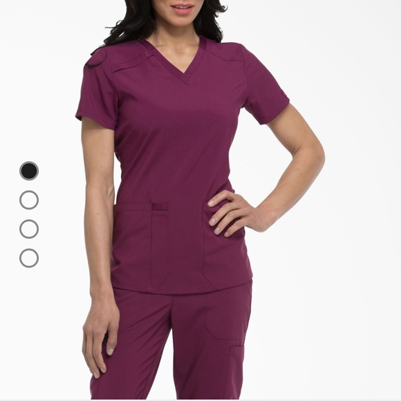 Dickies Women's EDS Essentials Scrub Top and Bottom - Wine - Picture 8 of 11